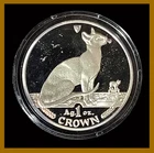 1992 Isle of Man Siamese Cat Proof 1 Oz .999 Silver Crown Coin W/ Capsule