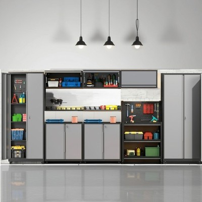 Multifunction Metal Cabinets Storage System Workbench 8 Pcs Garage Tool Boxs Set