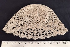 Antique 1917 Handmade Crocheted Cotton Baptismal Crochet Cap Cream/Ivory