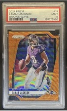 Panini 2024 Prizm Lamar Jackson Orange Wave Prizm #19 PSA 9 /60 Baltimore Ravens