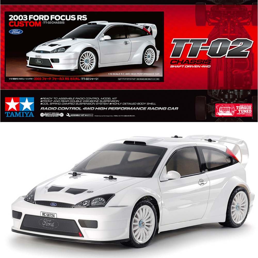 Tamiya RC 58724 1:10 Ford Focus RS Custom WRC TT-02 RC Model Car Assembly Kit - Image 4
