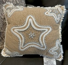 Starfish Beaded Throw Pillow 12" Coastal Collection Ocean Beach Nautical New