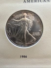 9 Silver American Eagles Coins In Album-1986-87-91-93-95-96-97-98-99 All UNC-63