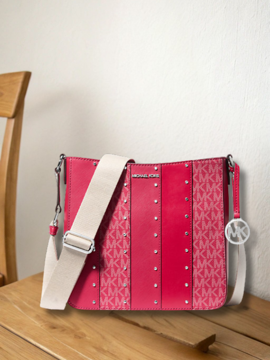 Michael Kors Jet Set Small Studded Patchwork Logo Crossbody Bag