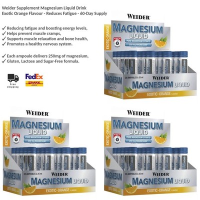 Weider Magnesium Liquid Drink Exotic Orange Geschmack Gegen Müdigkeit 60x25ml