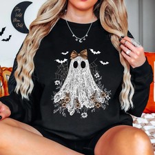 Floral Ghost Halloween Sweatshirt, Cute Ghost Sweatshirt, Boho Ghost