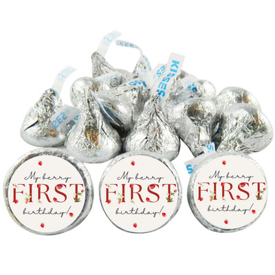 My Berry First Birthday Candy Kiss Stickers | Strawberry First Birthday Decor