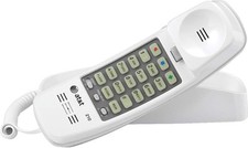 AT T 210 Basic Trimline Corded Phone, No AC Power Required, White