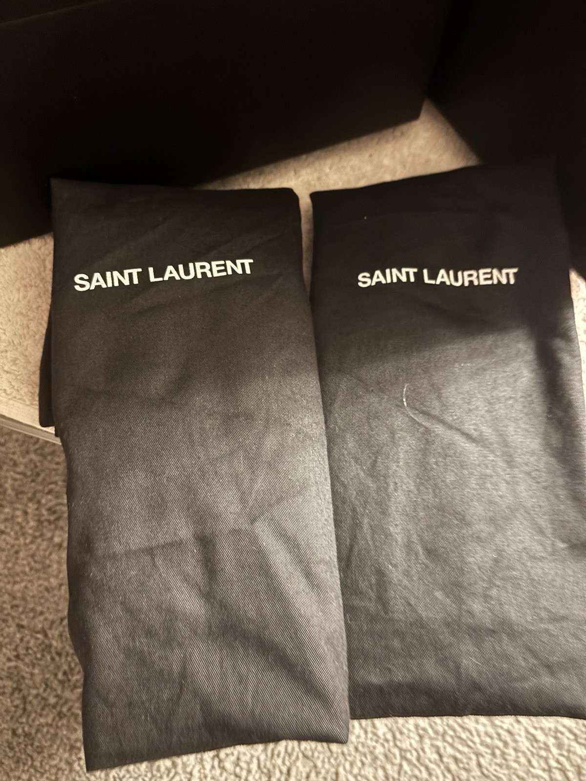Black Saint Laurent Boot Box Size 12 X 14 X 5 Shoe Box Dust Bags And Cards thumbnail 3