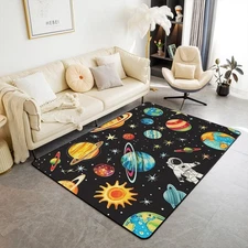 Astronaut Area Rug 5x7 Solar System Rugs for Living Room Bedroom for Boys Gir...