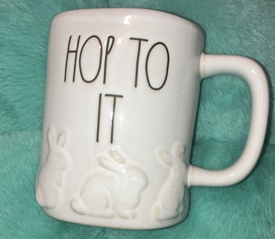 #ad Rae Dunn Artisan Collection HOP TO IT Ceramic Mug With Bunnies New No Tags $24.25