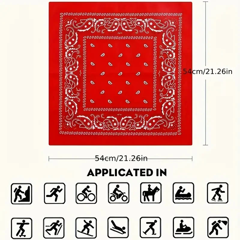 Paquete de 2/6/12 pañuelos multiusos con estampado de cachemira 100 % algodón 22x22 Foto 2 de 4