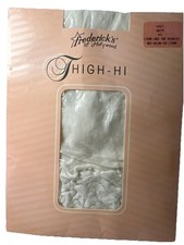 VTG Frederick's of Hollywood White Thigh High Stockings Lace Top Size M/L Nylon
