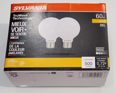 SYLVANIA 40767 WARM WHITE 500 LM. 2 LAMPES G25 DEPOLIES 60W OPALE - LOT OF 3