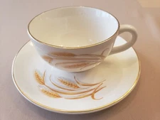 Homer Laughlin Golden Wheat Dishes with 22K Gold Trim ~ Coffee Cup & Saucer Set