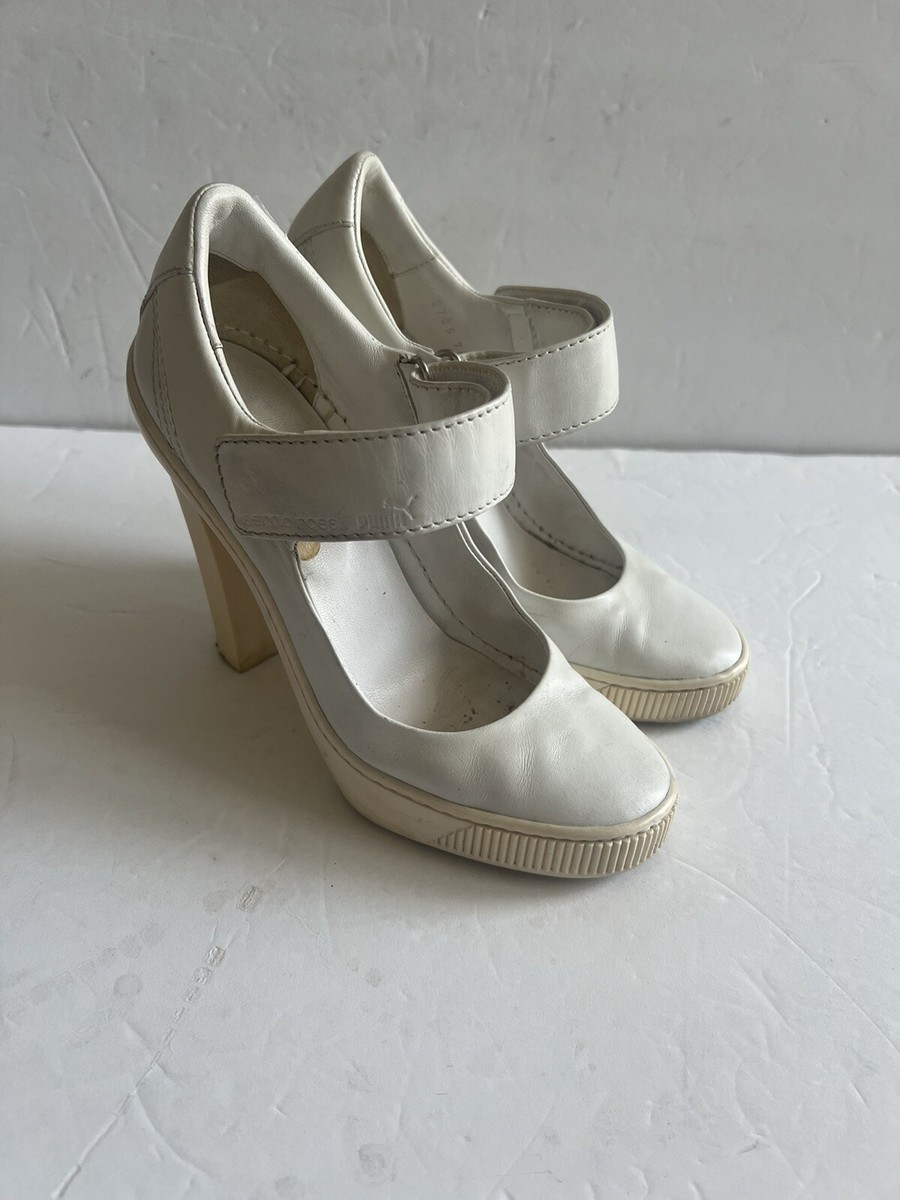 Sergio Rossi For Puma Women White Mary Jane Stilettos SZ 35 EUR SZ