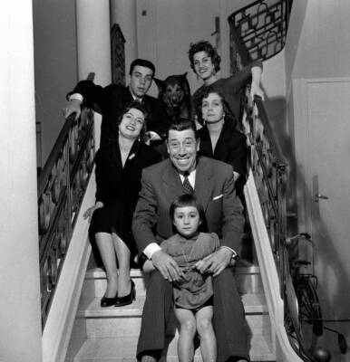 Fernandel Actor And French Singer And His Family 1950 OLD PHOTO 1