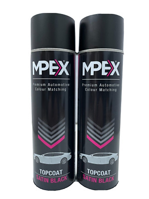 2 x Mpex Satin Black Sprühfarbe Aerosolbeschichtung schnelltrocknend Mehrzweck 500ml