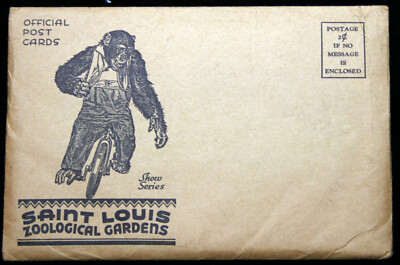 vntg ST LOUIS ZOOLOGICAL GARDENS SHOW series post card packet sepia bluetone BW