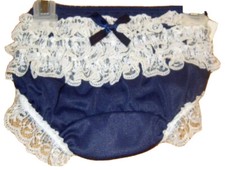 6-12 Months Navy Ruffle Lace Rear Easter Pageant Diaper Cover Panty Bloomer NWT