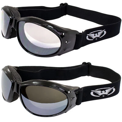 2Pairs Global Vision Eliminator Padded Riding Goggles w/ Clear Flash Mirror Lens
