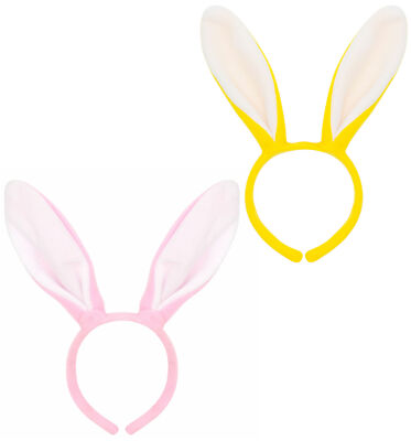 HASENOHREN STIRNBAND 2 FARBEN PASTELL ROSA GELB KINDER OSTERN PARTY EIERSUCHE KONVOLUT