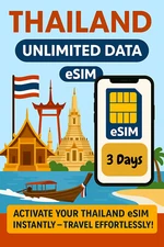 3 Days Best THAILAND Unlimited Data esim Data Travel e sim High-Speed 5G/4G 📶