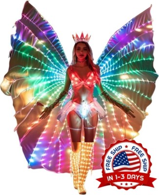 Trajes de danza del vientre con alas y palos, ropa de actuación para carnaval US