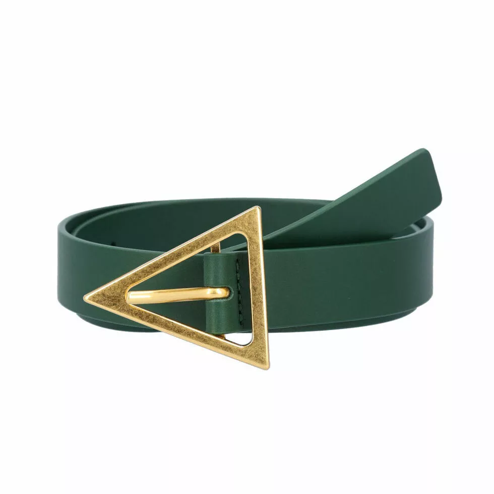 BOTTEGA VENETA Triangle Leather Belt in Raintree Green Size 85 cm / 34