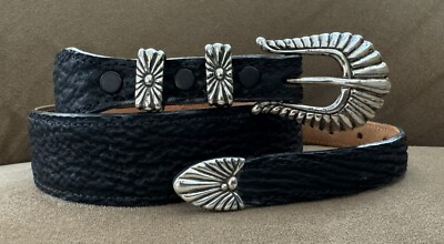 #ad VTG Premium MAX LANG Complete 4 Pc Sterling Silver Ranger Belt Buckle Shark Belt $329.00