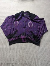 VTG Purple Paisley Crop Jacket Women's 8 Button Up Banded Waist Carole Little