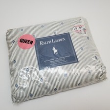 NOS Ralph Lauren 100 Cotton 250tc Premium Queen Fitted Sheet Folkstone Blue
