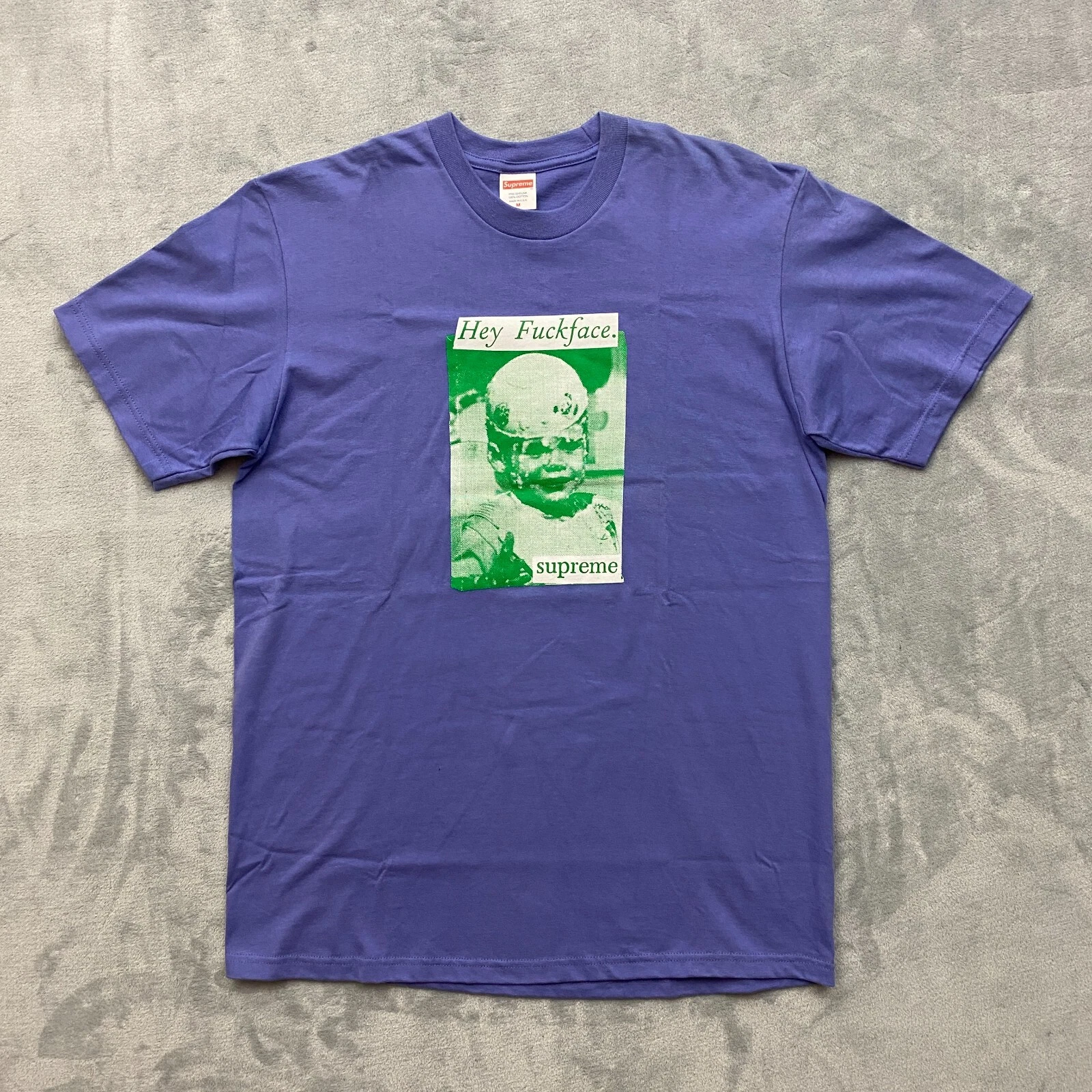 SUPREME T shirt homme violet moyen visage FVCK tee shirt manches courtes logo épelé SS18