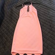 Women's Pink Night Out Thin strap body fitted Knee lengh Party Dress size Small
