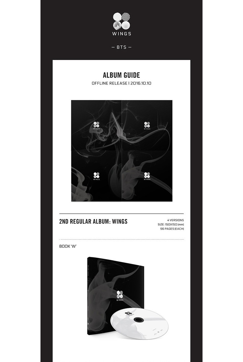BTS [WINGS] 2nd Album N Ver. CD+96p Photo Book+1p Photo Card K-POP