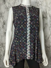 Derek Lam 10 Crosby Womens Sz 8 Foulard Medallion Silk Peplum Blouse