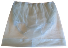LT BLUE Sheer Nylon SLIP  5" SLEEVE PANTY Sheer Hem 38-50 Waist  Length 20"  