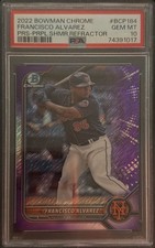 2022 BOWMAN #BCP-184 FRANCISCO ALVAREZ CHROME PROSPECTS PURPLE SHIMMER REFRACTOR