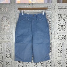 Vtg Wrangler Light Blue Corduroy High Waisted Bermuda Shorts Sz XS 70's 80's