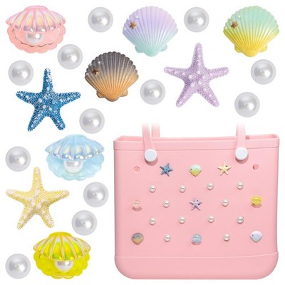 Charms for Bogg Bag, Starfish Shells & Pearls for Bogg Bag Accessories, Compa...