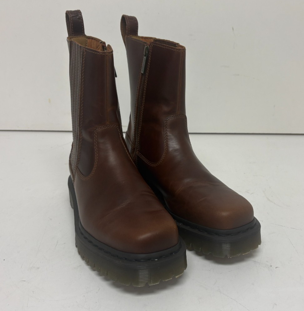 Dr. Martens Amaayah Lo Brown Leather Womens Side-Zip Boots US 9 EU