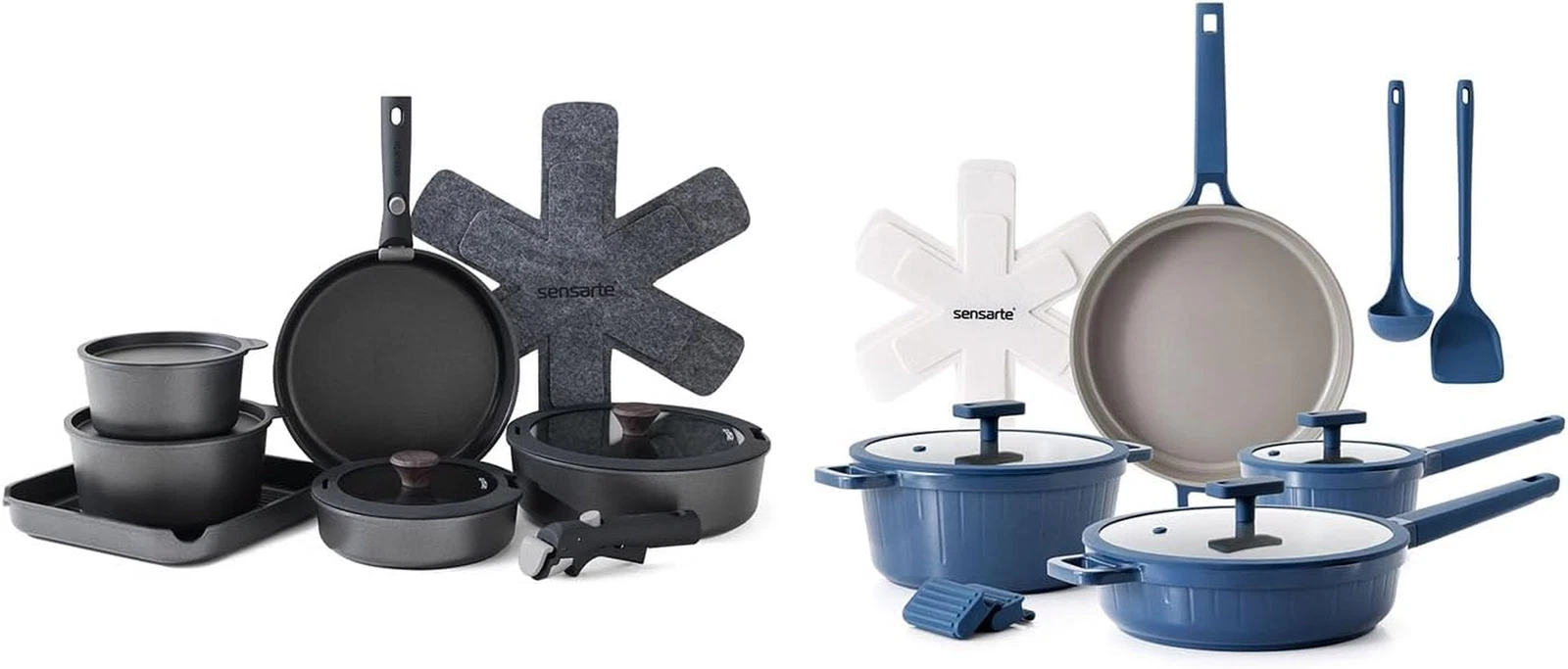 17-Piece Nonstick Cookware Set with Detachable Handle & Frying Pans