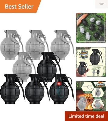 8 Pcs Toy Hand Grenades with Realistic Sound Effects and Flashing Light, Plas...