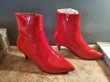 Red, Patent Leather Booties, "MUSE", by Jeffrey Campbell NIB Size 6.5M
