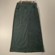 Vintage Christopher Banks Maxi Skirt Sz 10 Forest Green w/ Embroidered Hem