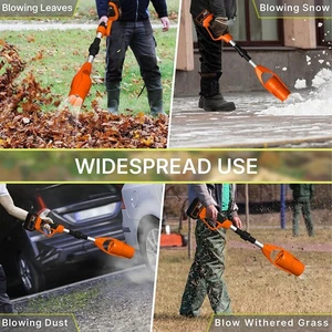 Orange Cordless Leaf Blower Foldable With 2 Battery Blower Snow US HG