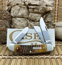Case XX USA Burnt Amber Bone Dogbone Shield 51393 Tested XX Sowbelly Knife
