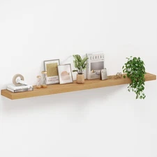 55 Inch Floating Shelves, USA-Sourced Rustic Elm Wood Floating Shelves Wall M...