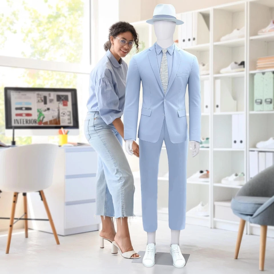 Soporte modelo maniquí masculino de 73 pulgadas para tiendas de ropa al por menor, poste ajustable... Foto 3 de 4