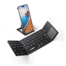 Foldable Bluetooth Keyboard with Touchpad - Portable Wireless BT x1 Black
